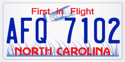 NC license plate AFQ7102