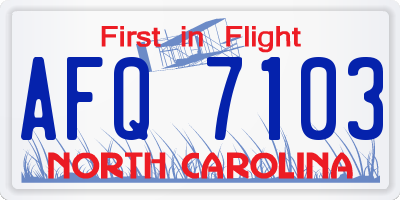 NC license plate AFQ7103