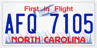NC license plate AFQ7105