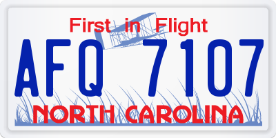 NC license plate AFQ7107