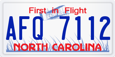 NC license plate AFQ7112