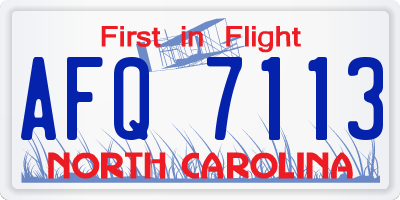 NC license plate AFQ7113