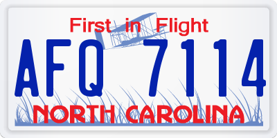 NC license plate AFQ7114