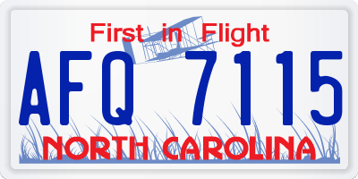 NC license plate AFQ7115