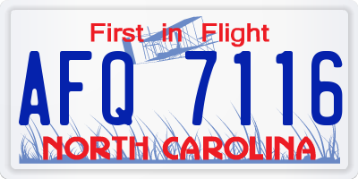 NC license plate AFQ7116