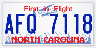 NC license plate AFQ7118