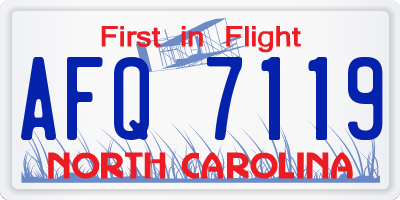 NC license plate AFQ7119