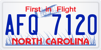 NC license plate AFQ7120