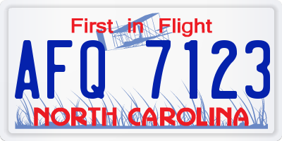 NC license plate AFQ7123