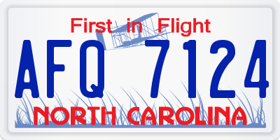 NC license plate AFQ7124