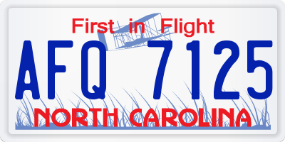 NC license plate AFQ7125