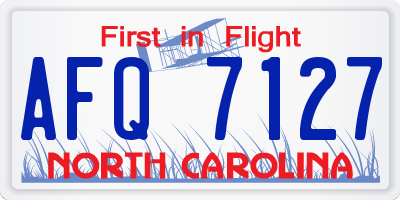 NC license plate AFQ7127