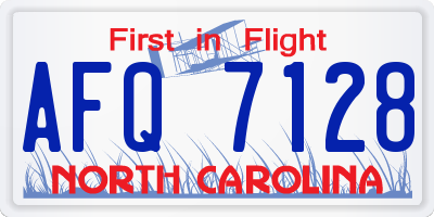 NC license plate AFQ7128