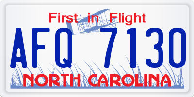 NC license plate AFQ7130