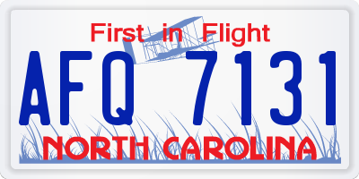 NC license plate AFQ7131