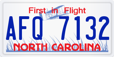 NC license plate AFQ7132