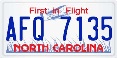 NC license plate AFQ7135