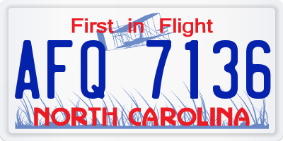 NC license plate AFQ7136