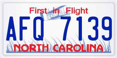 NC license plate AFQ7139