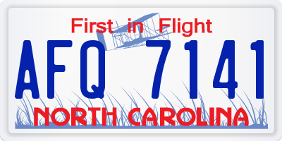 NC license plate AFQ7141