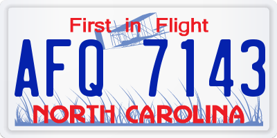 NC license plate AFQ7143