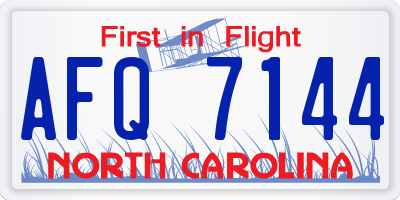 NC license plate AFQ7144