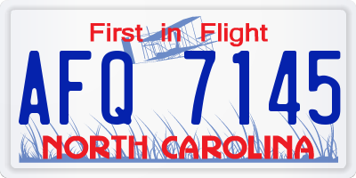 NC license plate AFQ7145