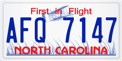 NC license plate AFQ7147