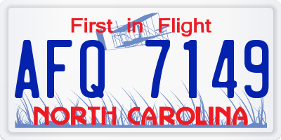 NC license plate AFQ7149