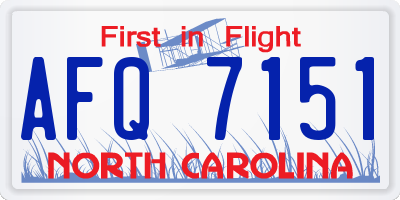 NC license plate AFQ7151