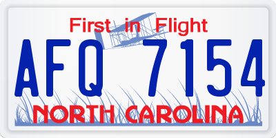 NC license plate AFQ7154
