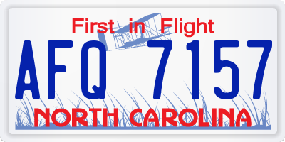NC license plate AFQ7157
