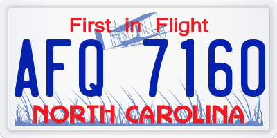NC license plate AFQ7160