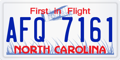 NC license plate AFQ7161