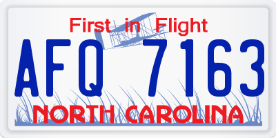 NC license plate AFQ7163