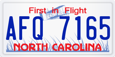 NC license plate AFQ7165