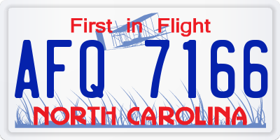 NC license plate AFQ7166
