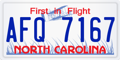 NC license plate AFQ7167