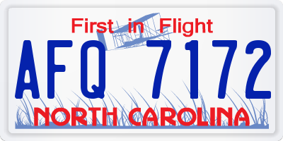 NC license plate AFQ7172