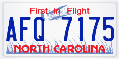 NC license plate AFQ7175