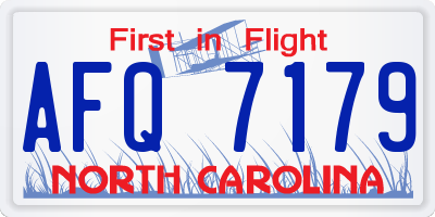 NC license plate AFQ7179
