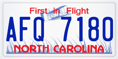 NC license plate AFQ7180