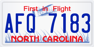 NC license plate AFQ7183