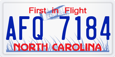 NC license plate AFQ7184