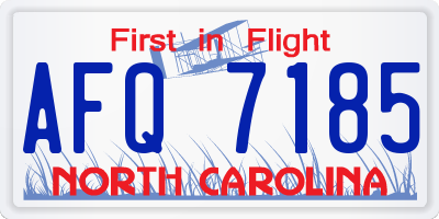 NC license plate AFQ7185