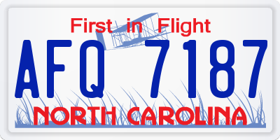 NC license plate AFQ7187