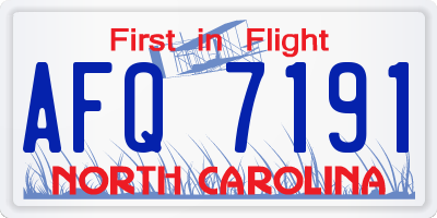 NC license plate AFQ7191