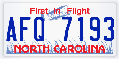 NC license plate AFQ7193