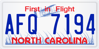 NC license plate AFQ7194