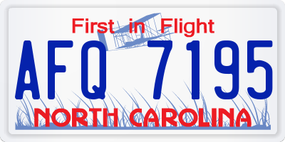 NC license plate AFQ7195